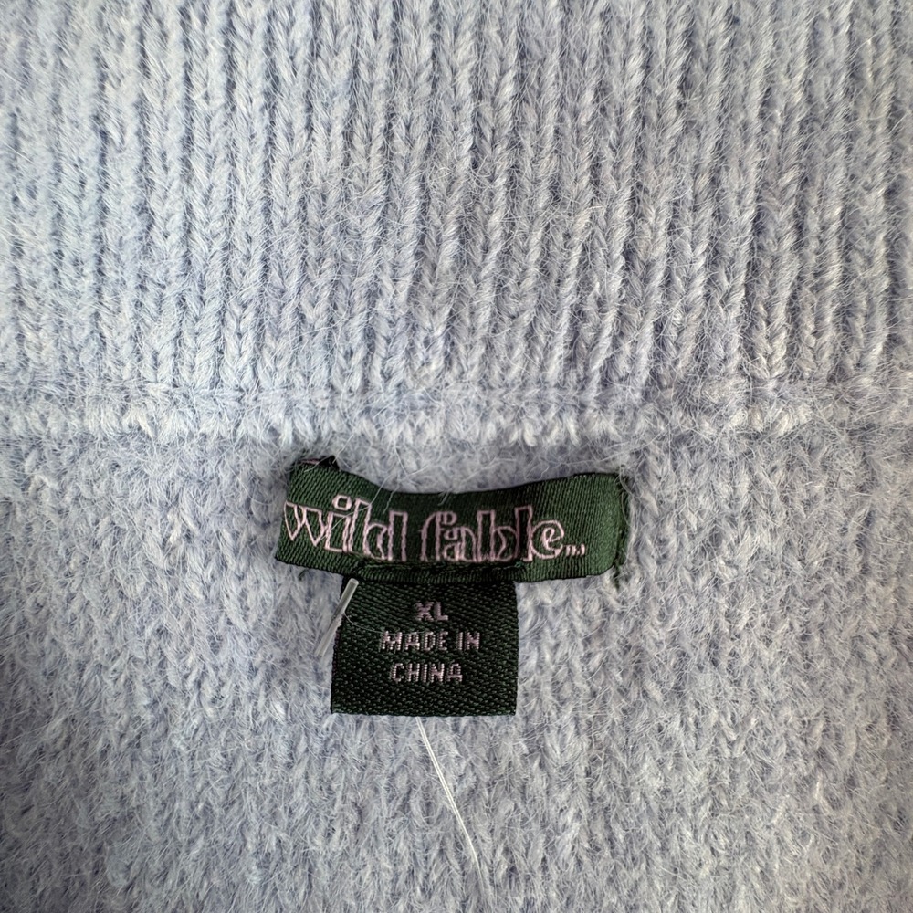 Wild Fable Womens Fuzzy Full Zip Mock Neck Sweater Light Blue XL New - Picture 6 of 9